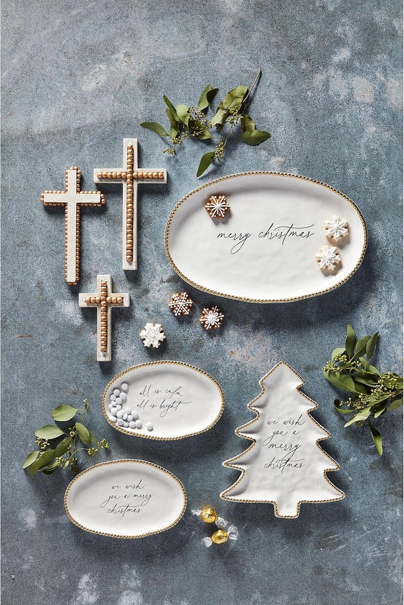 MudPie Gold Beaded Cross Sitter, Medium, 9" x 4 1/2" - Image 2